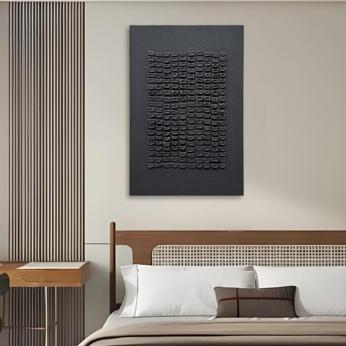 NANKAI Art Hand-Painted Black Three-Dimensional Texture Art Wall Decoration, 36x24 inch Contemporary Abstract Art Oil Painting, Home Living Room Corridor Wall Art