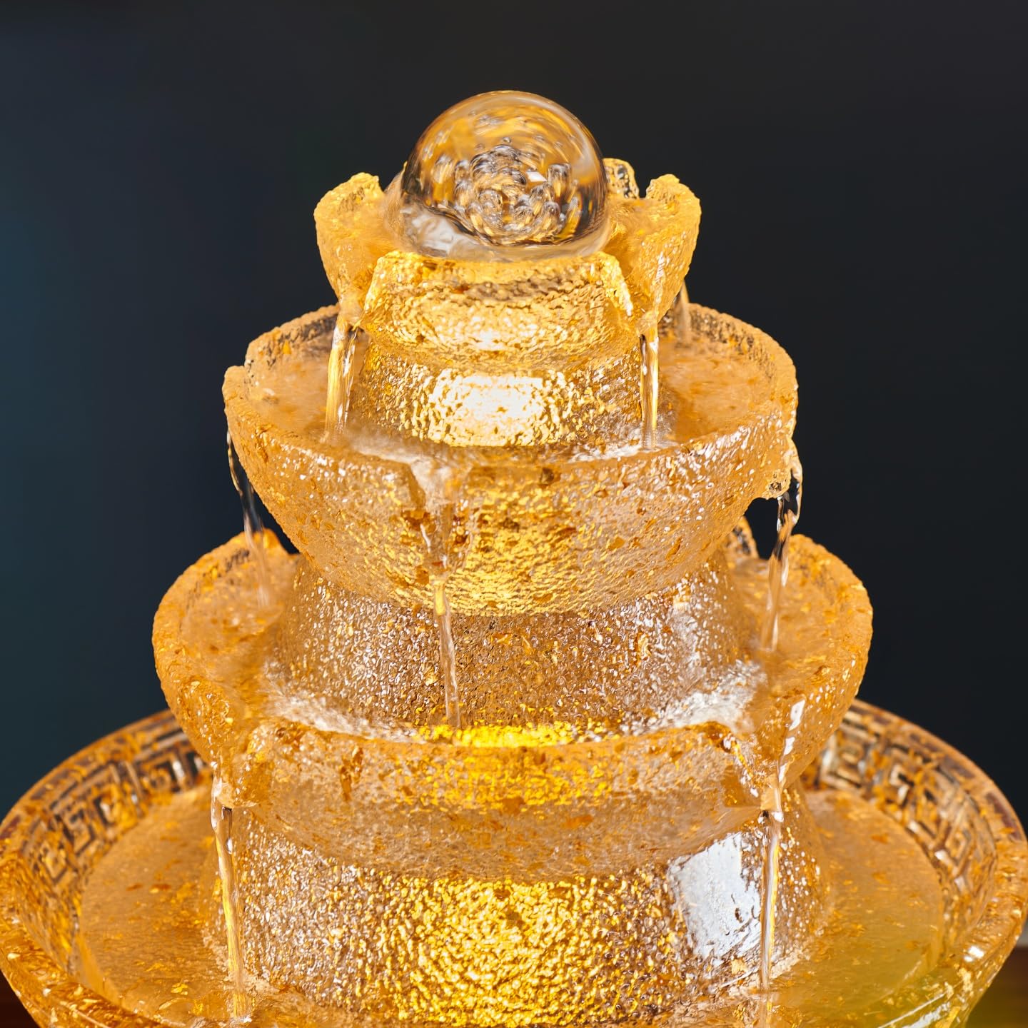 JUE ZHEN Tabletop Water Fountain - Desktop Humidifier Indoor Waterfall Fountain Home Decoration for Office, Living Room, or Bedroom