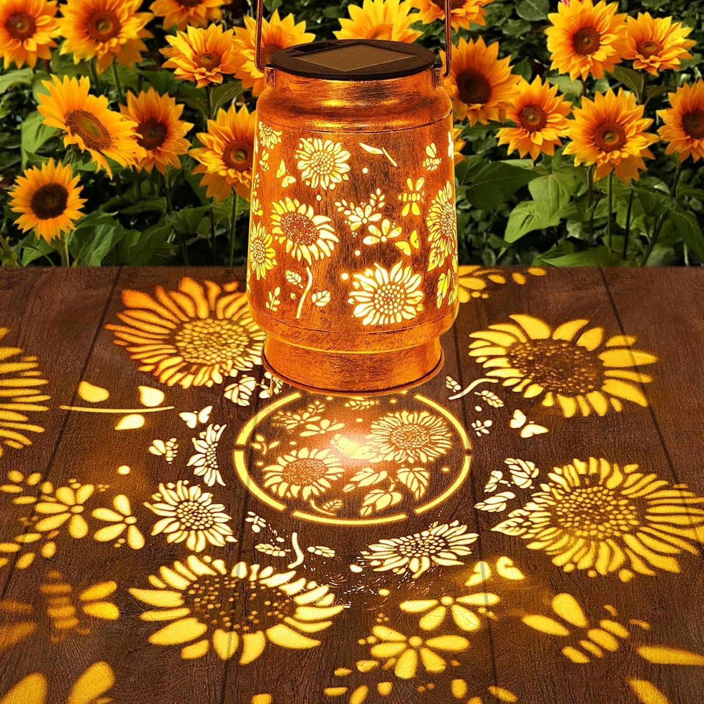 Sunflower Solar Lanterns Outdoor with Shepherd Hook, Birthday Gift Mothers Day Gift for Women Mom Grandma Wife Daughter, Waterproof LED Hanging Lights, Decor for Yard Garden Patio Porch Lawn Tabletop