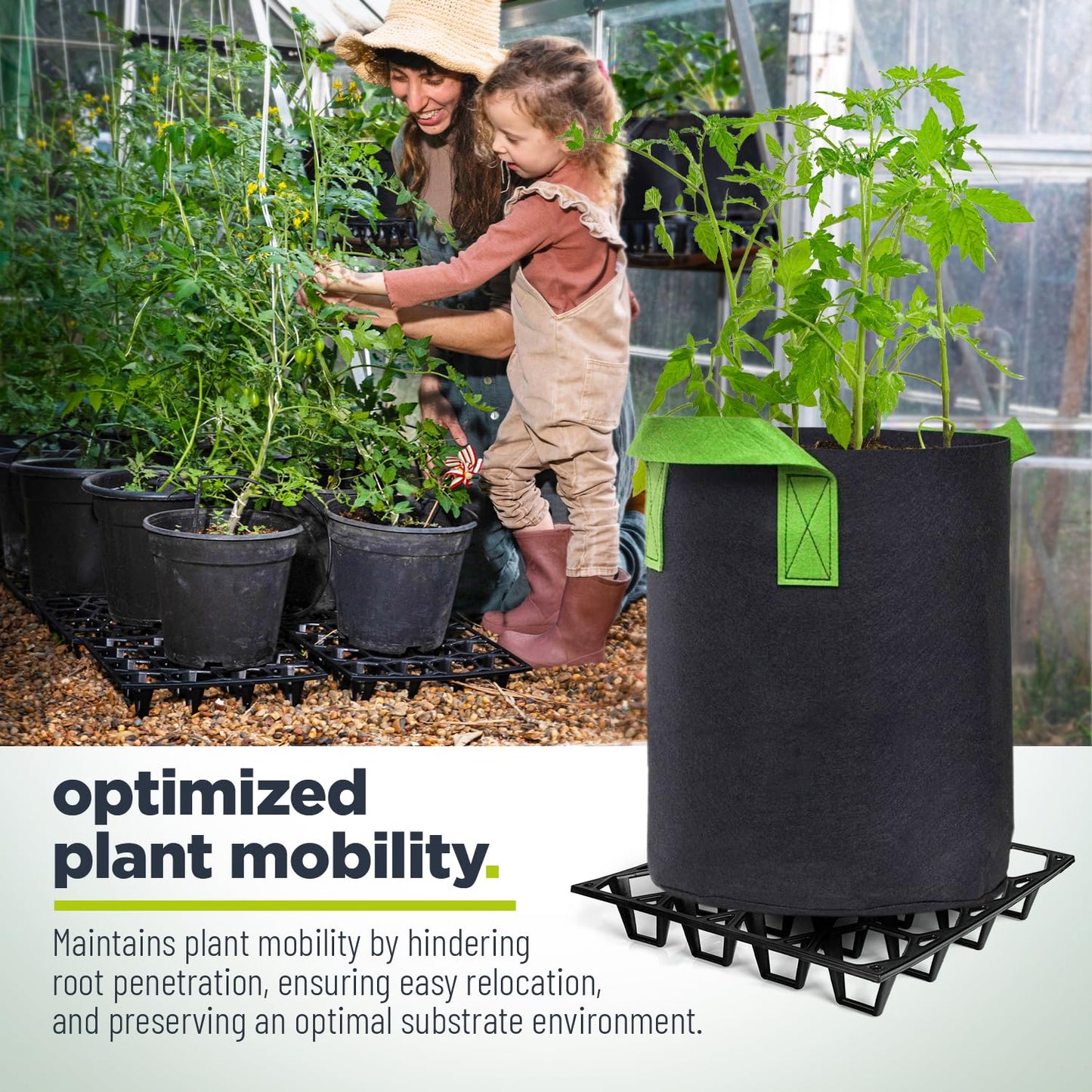 Cannrise Plant Riser – Modular Pot Spacer for Grow Bags, Planters & Containers – UV-Resistant Drainage Tray for Airflow, Root Health & Cleaner Surfaces (Standard Black, 7 Pack)