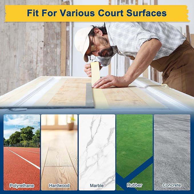 Pickleball Court Tape, Outdoor Pickleball Lines, No Residue Court Marking Kit for Temporary/Gym/Tennis/Driveway/Badminton/Backyard/Sport
