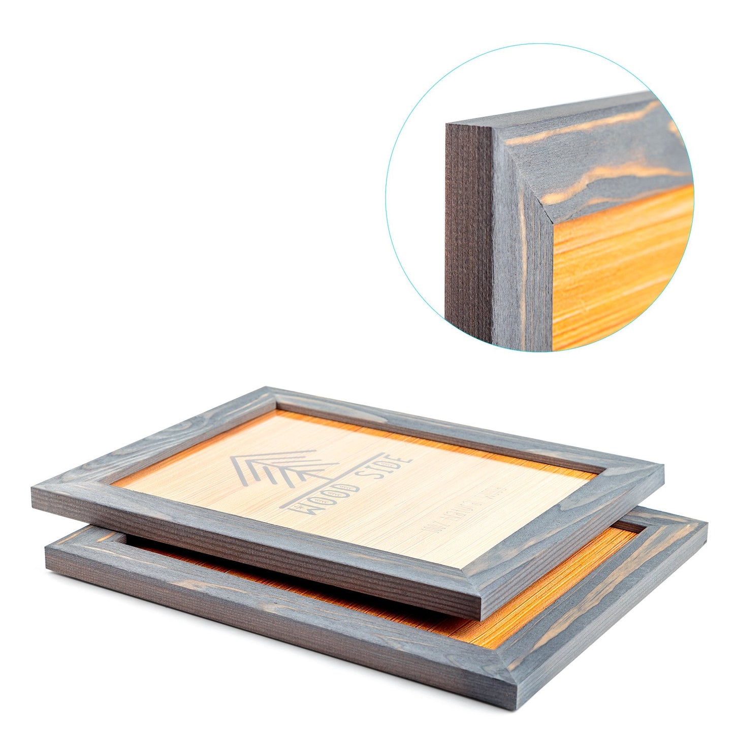 Rustic Wooden Picture Frame 5x7 Inch - Set of 2-100% Natural Eco Distressed Wood - Real Glass - Made for Wall and Table Top Display - Grey