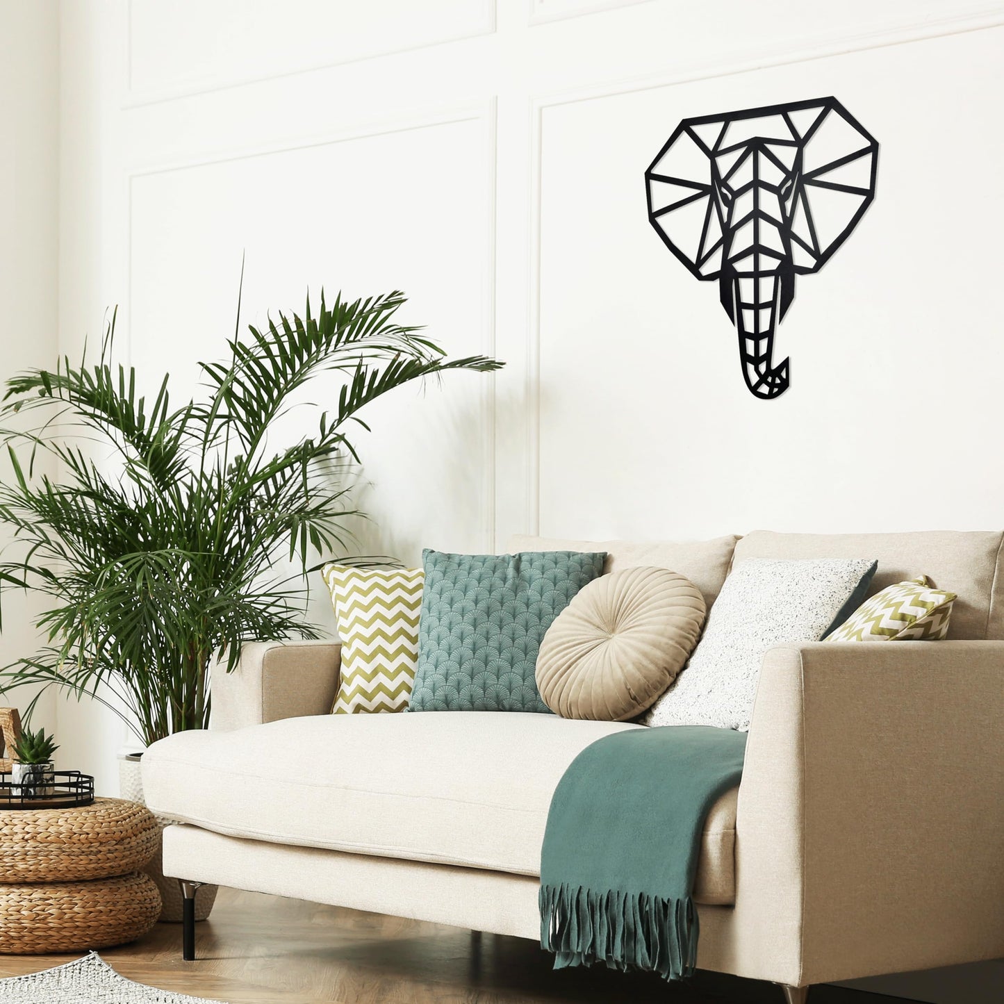 Ecqizer Elephant Wall Art - Modern Home Decor Accents Sculptures for Home & Kitchen, 14.5×12 Inch, black