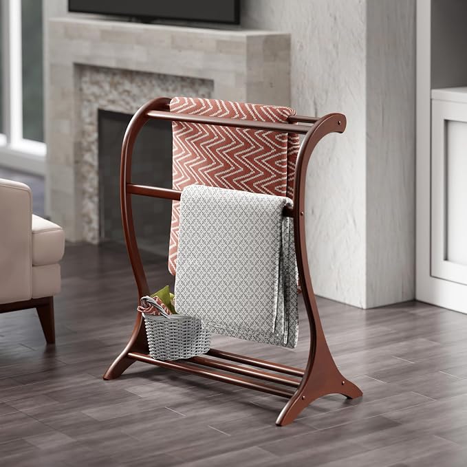 Winsome Bella Blanket Rack in Walnut Finish