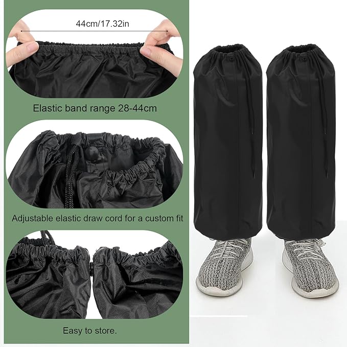 Xindojuz 2 PCS Lawn Care Leg Gaiters for Hiking Men, Waterproof Leg Guards for Snow Boots, Garden Trimming Weeds Eater Legs Chaps, Adjustable Legs Guards for Garden and Farm Working, Black