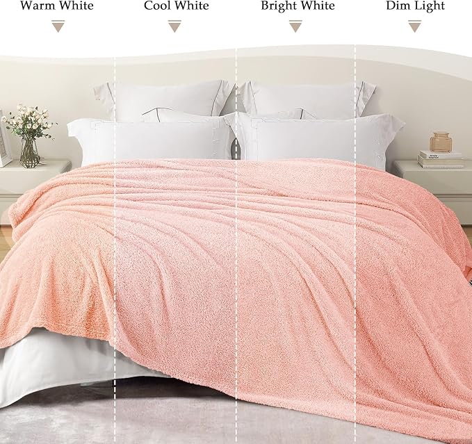 Exclusivo Mezcla Fleece Light Pink Throw Blanket for Couch Sofa, Ultra Soft, Lightweight and Fluffy Blankets for Women, All Season, 50x60 Inches