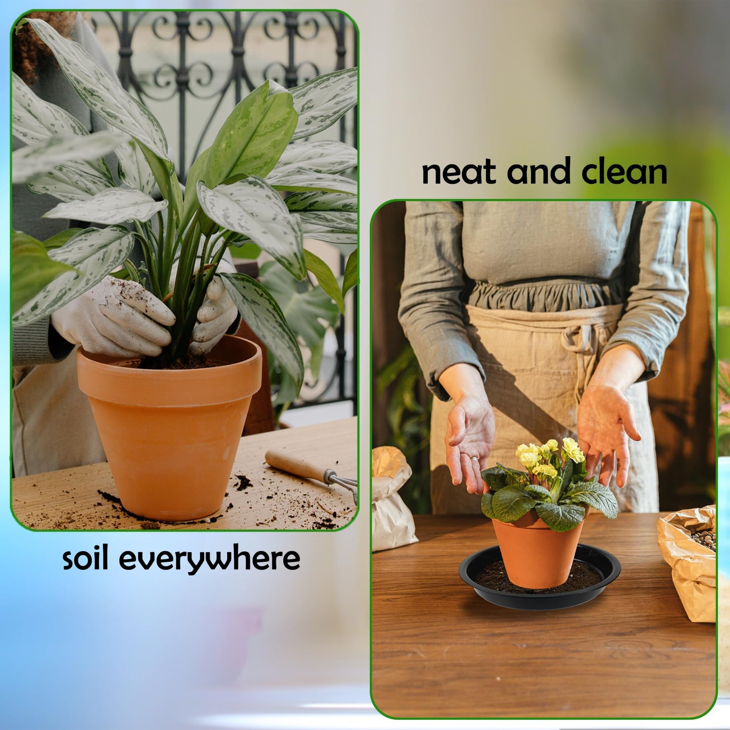 TNTIWQ 12 Pack 8 Inch Round Plant Saucers for Less 6.8 Inch Pot Indoors Outdoors Plant Trays for Pots Planter Saucer Plastic Plant Drip Tray Planter Water Tray for Potted Plants (Black, 8"(12pcs))