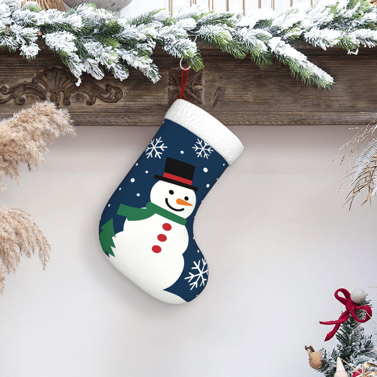 XJHBHJ Personalized Christmas Stockings Custom Name Christmas Winter Joy Snowman Snowflakes Stocking 18" Xmas Stockings for Family Christmas Ornaments