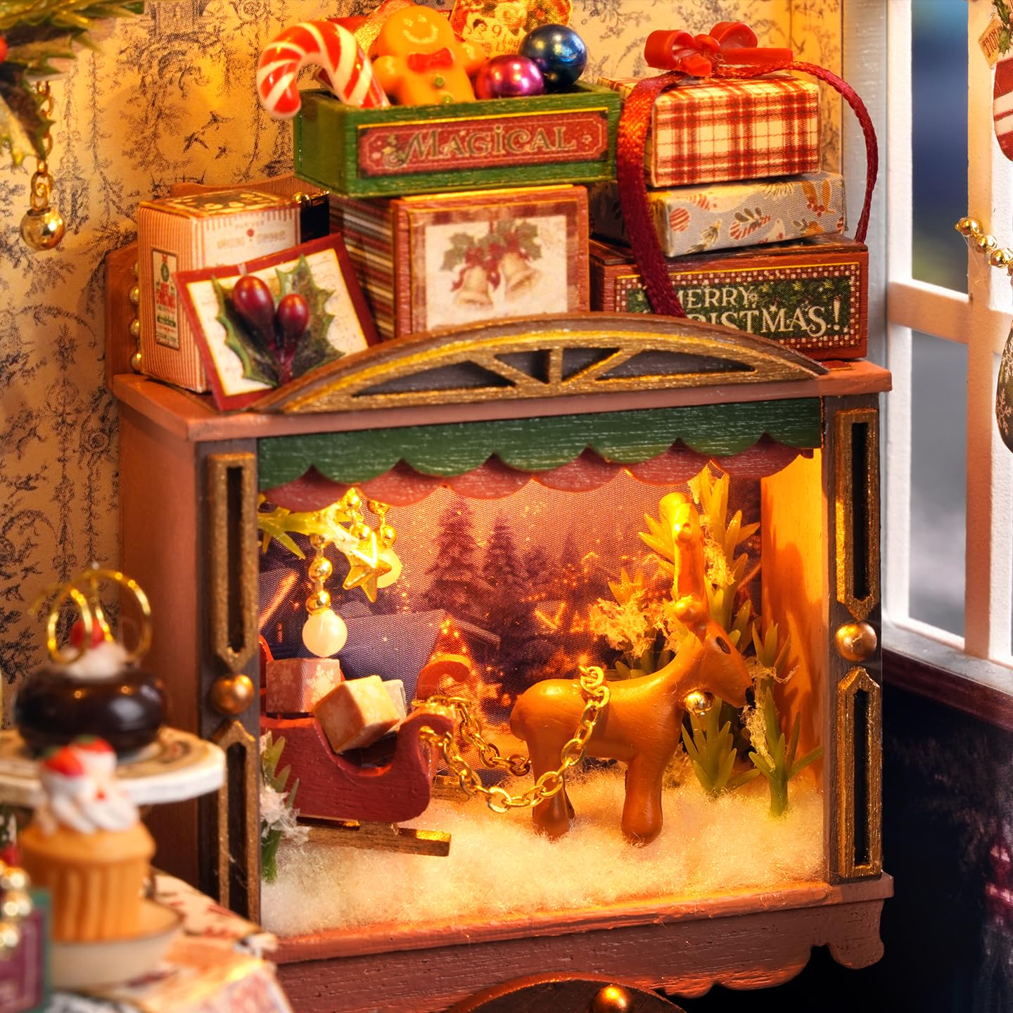 DIY Miniature Christmas House Kit Joyful Gatherings Creative Dollhouse Building Set Holiday Home Decor Craft for Adults