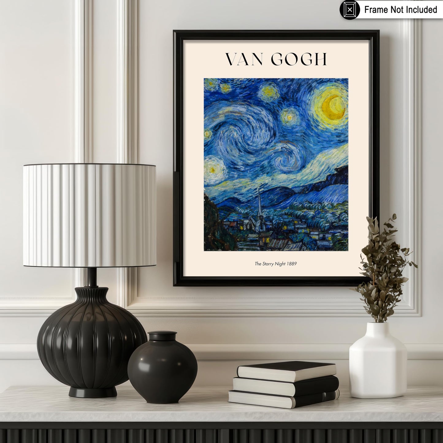 Poster Master The Starry Night Print - Van Gogh Poster - Masterpiece Art - Abstract Landscape Wall Design - Impressionism Art - Classic Living Room or Office Decor - 8x10 UNFRAMED Wall Art