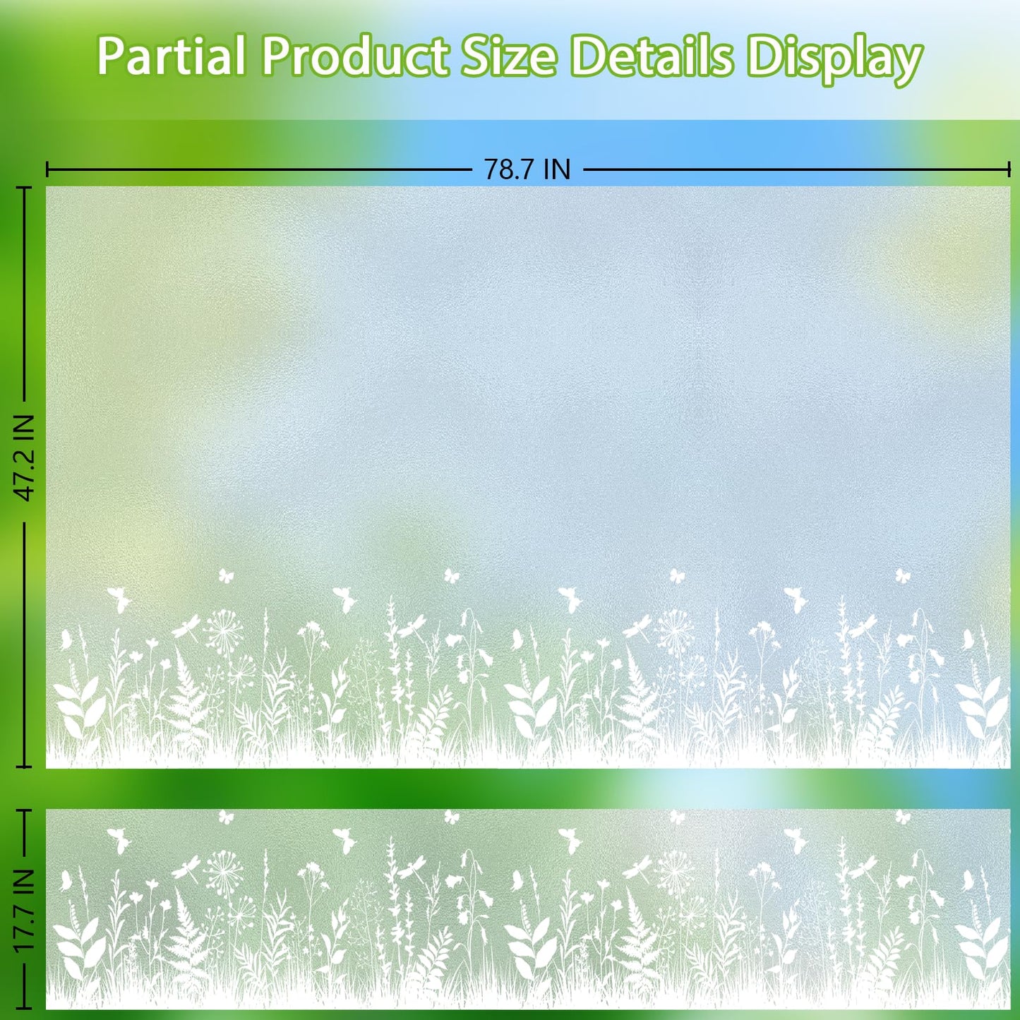 Niviy White Flowes Butterfly Window Clings Spring Summer Window Decals Frosted Glass Window Film Decorative Patterns, Non-Adhesive Reusable Sunroof Decal for Car and Home (Flower, 17.5 x 78.7 in)