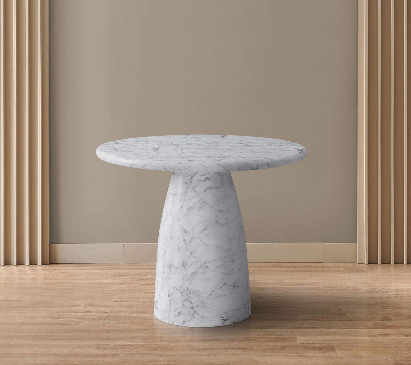 Meridian Furniture 700White-T Cosenza Collection Art Deco 36" Indoor/Outdoor Concrete Dining Table with White Marble Finish, 36" W x 36" D x 30" H, White