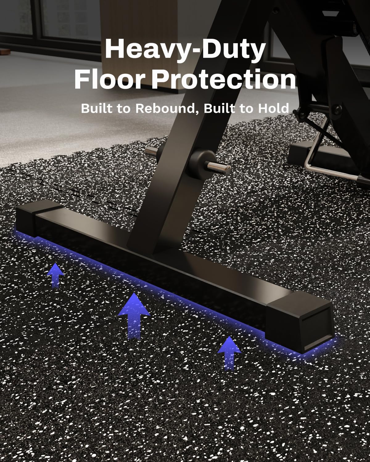 AIRHOP 0.56in Thick 96 Sq Ft Exercise Equipment Mats, 24 Tiles Upgraded Rubber Top with High Density EVA Foam, Large Interlocking Puzzle Gym Flooring for Home Gym, Heavy Weight Workout, 24 x 24in