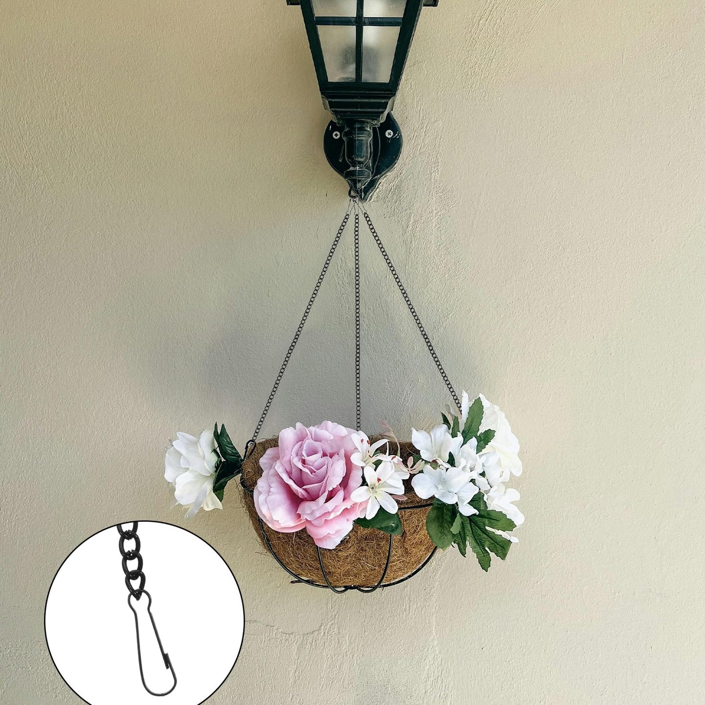 8 PCS Black Chain for Hanging Stained Glass 20 Inch Window Hang Chain to Hang Pictures with Hooks for Courtyards, Gardens, Outdoor Decoration, Walls, Decorative Art Chains