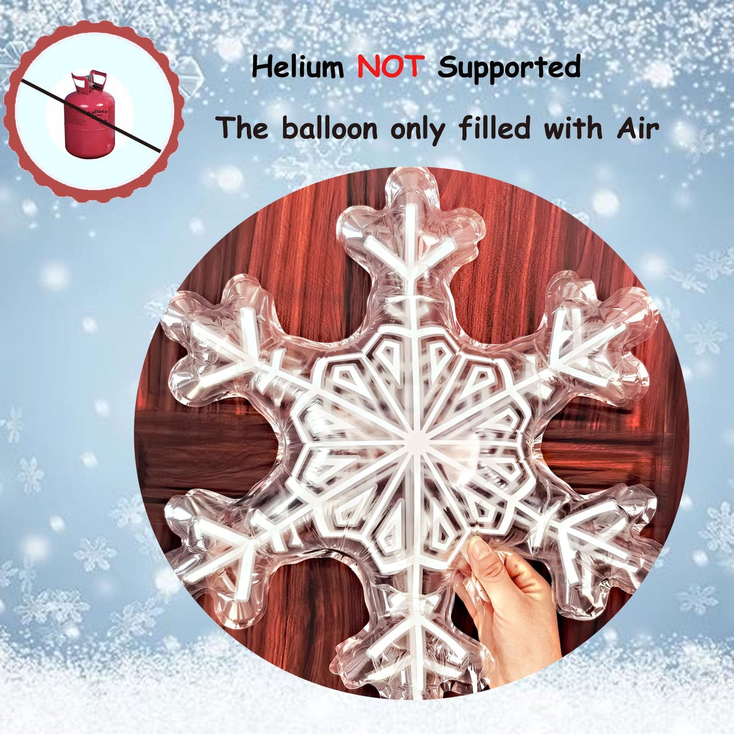 6 Pcs Snowflake Balloons Transparent Winter Snowflake Foil Balloons for Christmas Party Decorations, Frozen Theme Birthday, Winter Wonderland Decor, Holiday Event, Baby Shower