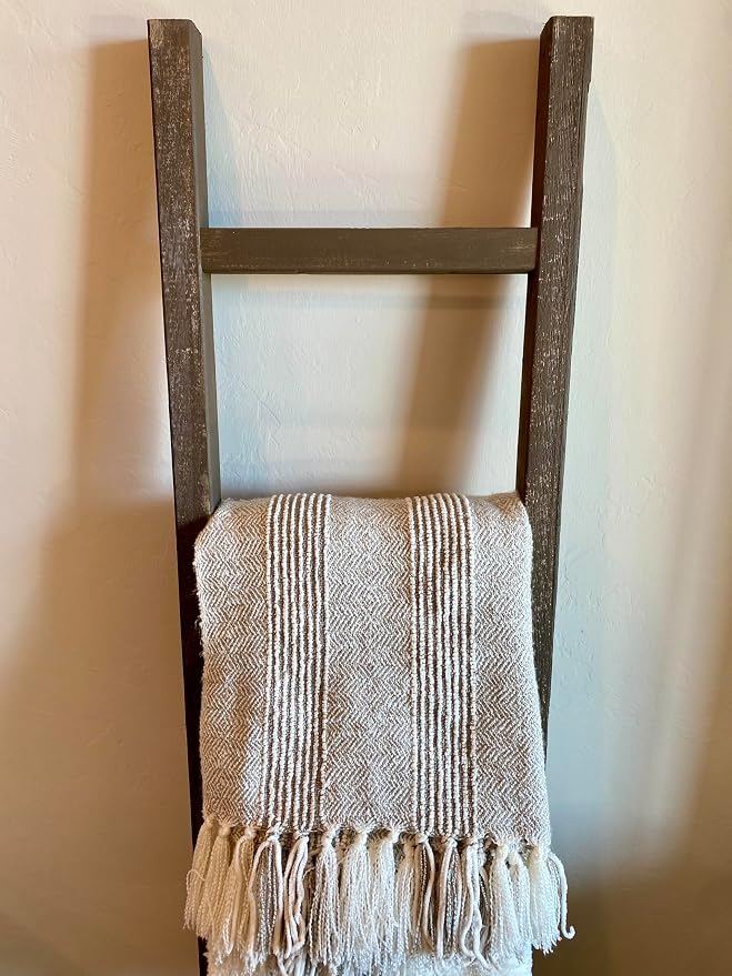 BarnwoodUSA Rustic Farmhouse Decorative Ladder - Our 5 ft Ladder can be Mounted Horizontally or Vertically and is Crafted from Upcycled Wood | No Assembly Required | Brown