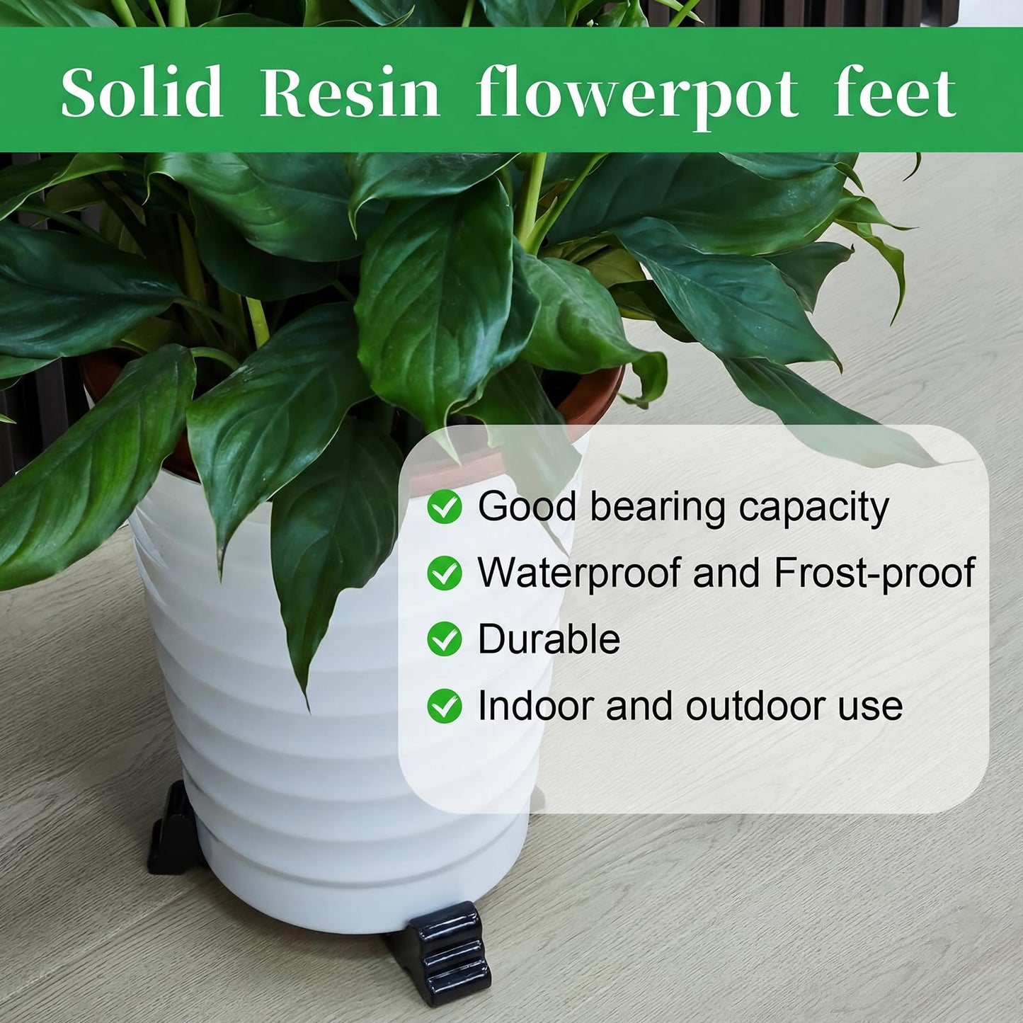 Kigeli 12 Pcs Resin Pot Feet for Outdoor Planters 3 Inch Long 1.5 Inch Tall Flower Handmade Elevator Plant Feet Frost Proof Lifter for 14-20 in Pot (Black)