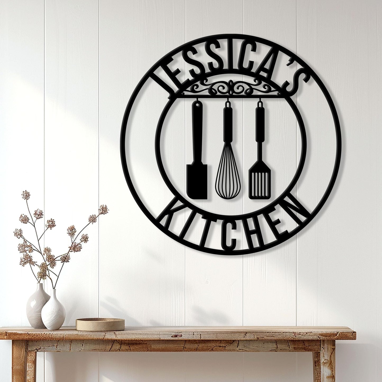 Personalized Kitchen Metal Sign, Chefs Hanging Sign Outdoor Porch Welcome, Custom Name Wall Fence Yard Patio Home Office Decor, Birthday Backyard BBQ Grill, Gifts for Mom, Grandma, Women, Bakers
