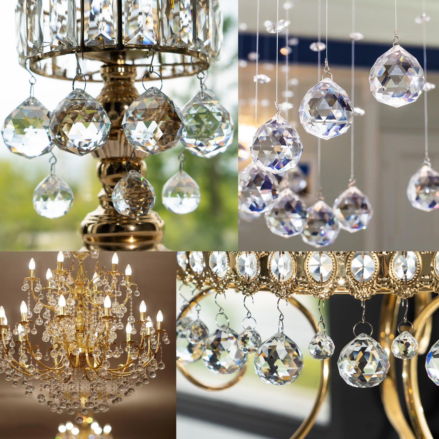 LOULIQIGIFT 13pcs Clear Crystal Ball Hanging Ornaments for Window Chandelier Parts 2026 Hanging Prisms for Birthday Wedding Mother's Day Decorations (20mm/30mm/40mm)
