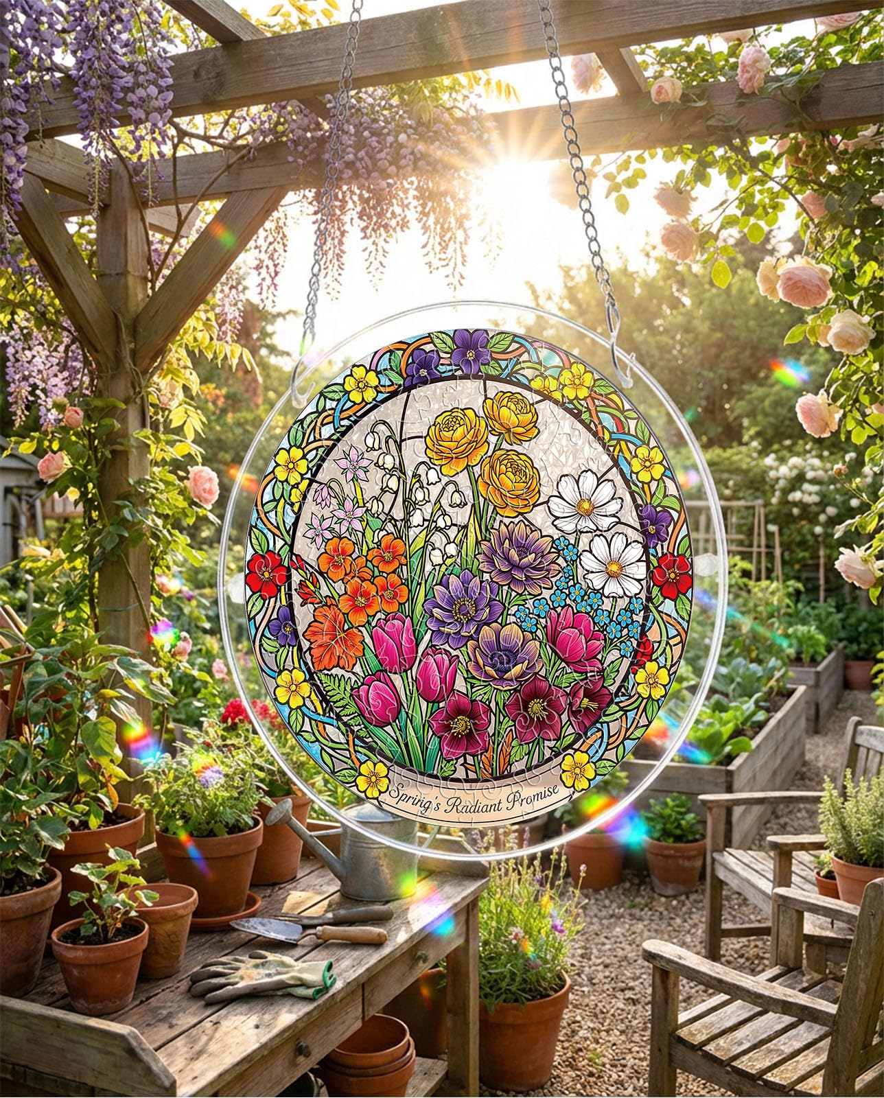 Acrylic Jigsaw Puzzle Suncatcher, 83 Pcs Suncatchers for Windows Hanging, Acrylic Suncatcher Puzzle Kit for Adults, Unique Mothers Day Birthday Gift for Mom Grandma(Blossom Sea-S)