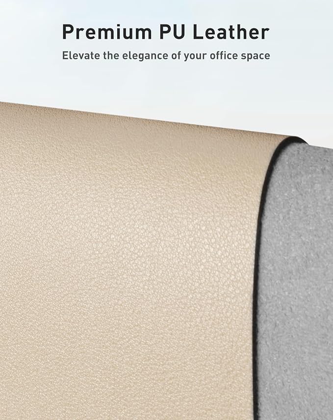 Aothia Faux Leather Desk Mat - Large Mouse Pad, Non-Slip PU Leather Blotter, Waterproof Writing Surface for Office and Home (Beige, 63" x 17")