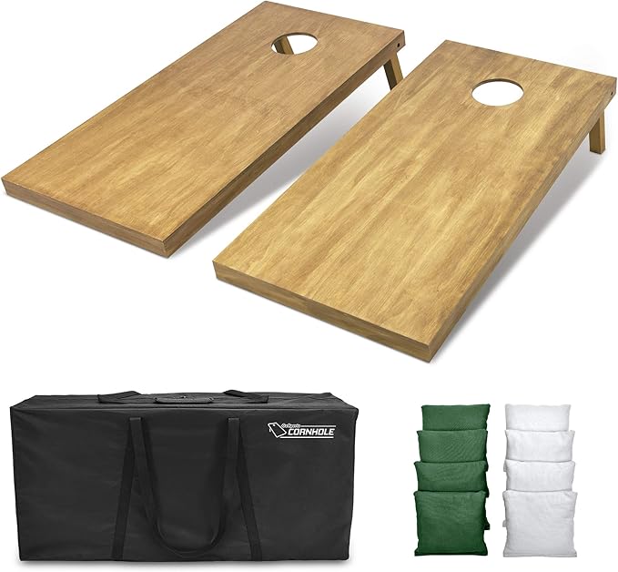 GoSports 4 ft x 2 ft Regulation Size Wooden Cornhole Boards Set - Includes Carrying Case - Full Regulation Size Bean Bag Toss Boards