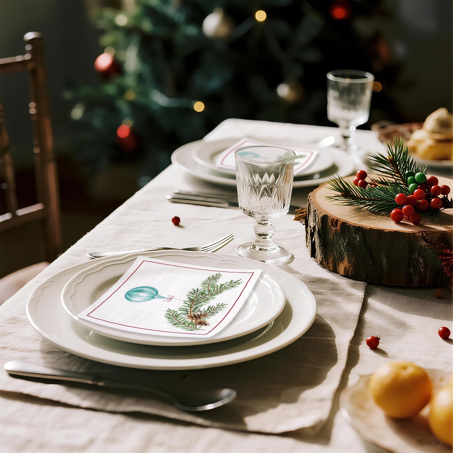WRAPAHOLIC 50Pcs Christmas Paper Napkins - 3 Ply Christmas Light Disposable Cocktail Napkin for Christmas Party Supplies Tableware, Xmas Holiday - 5 x 5 In