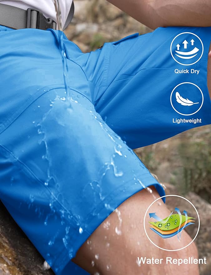 CRYSULLY Men's Hiking Cargo Shorts Outdoor Summer Lightweight Quick Dry Work Casual Shorts with 5 Zipper Pockets