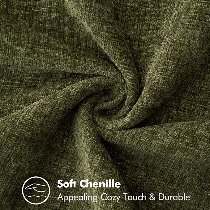 MIULEE Pack of 2 Couch Throw Pillow Covers 16x16 Inch Olive Green Farmhouse Decorative Pillow Covers with Stitched Edge Soft Chenille Solid Dyed Pillow Covers for Sofa Bed Living Room