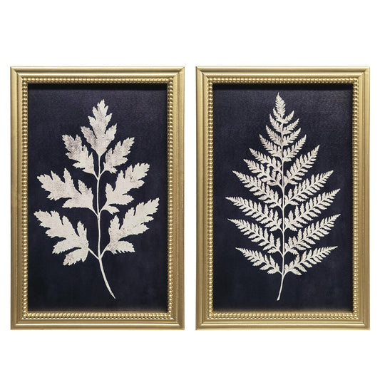 Gatheroad Gold Framed Wall Art Set of 2 - Vintage Botanical Fern Canvas Prints, Rustic Dark Plant Paintings Wall Decor, Modern Farmhouse Cottagecore Aesthetic Artwork for Living Room Bedroom, 16"x24"