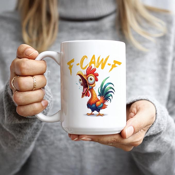 Hogg F Caw F Coffee Mug, 15 oz Ceramic Hidden Message Coffee Cup, Fcawf, Fcawf Mug, Rooster Cup, F-Caw-F, F-Caw-F Gifts, Gag Gifts Funny Adult, White Elephant Ideas