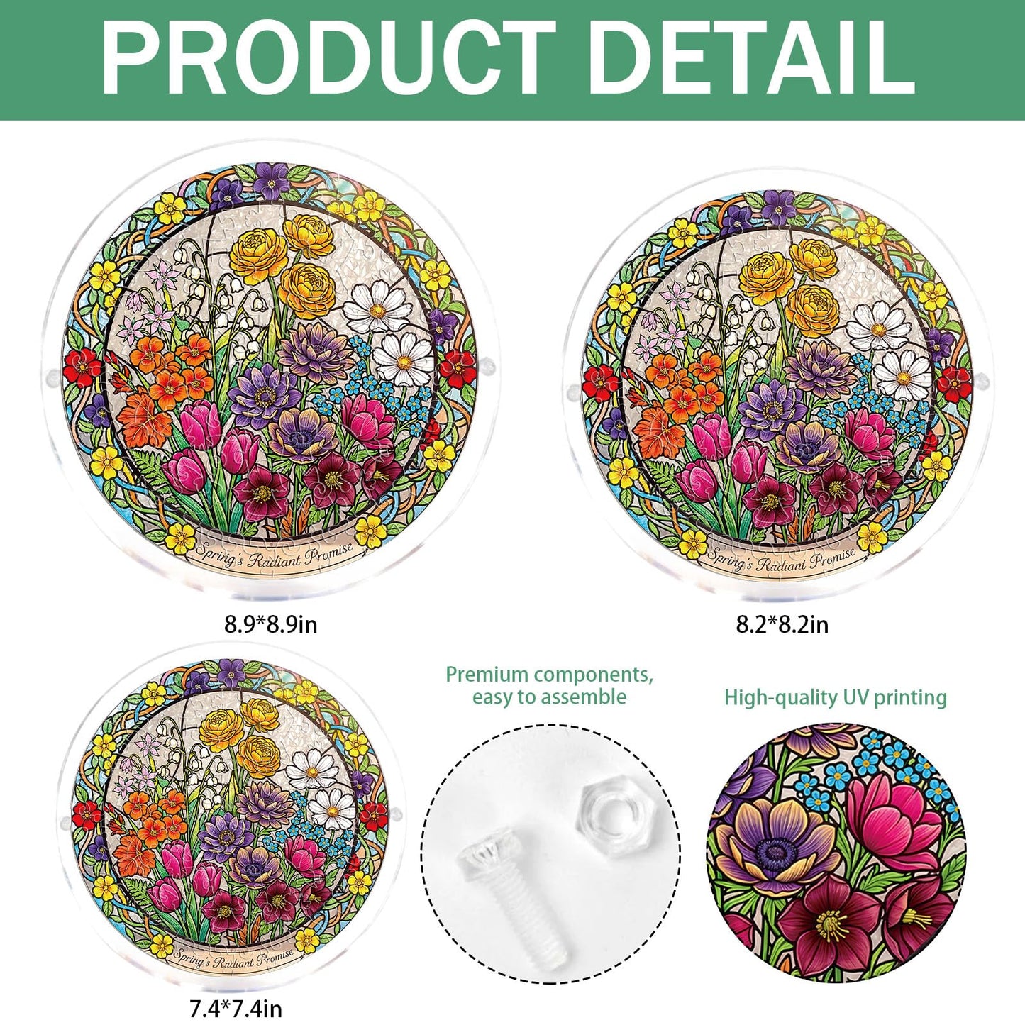 Acrylic Jigsaw Puzzle Suncatcher, 83 Pcs Suncatchers for Windows Hanging, Acrylic Suncatcher Puzzle Kit for Adults, Unique Mothers Day Birthday Gift for Mom Grandma(Blossom Sea-S)