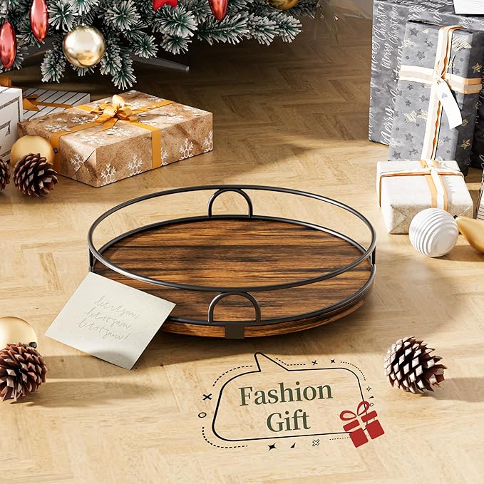 LAMU 9'' Lazy Susan Organizer for Table Top,Wooden Lazy Susan Turntable for Cabinet,Kitchen,Spice Organization,Bathroom Vanity,Rotating Pantry Storage for Table Decor