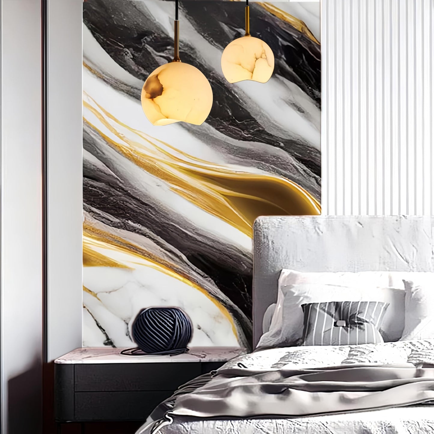 mwpqbd Wallpaper Kitchen Cooktop Oil Resistant Sticker Furniture Renovation Sticker Living Room TV Background Marble Texture Light Luxury Wallpaper Self-Adhesive (Black Gold Grain)