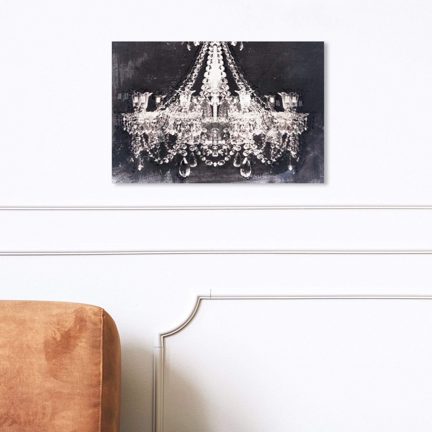 The Oliver Gal Artist Co. Modern 24 in x 16 in, Glam Crystal Chandelier, Canvas Wall Art, Dining Room, Black