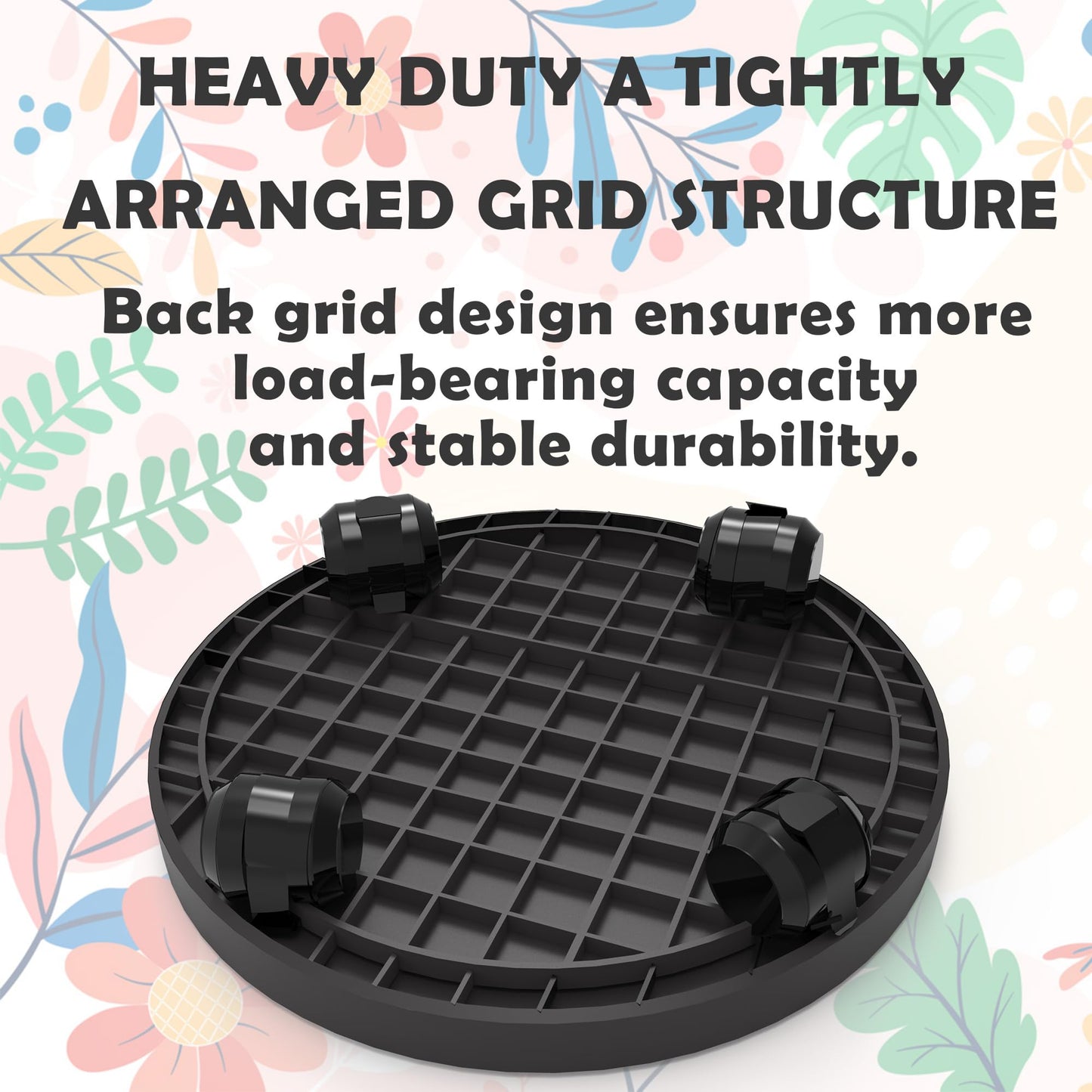 2 Pack of 11 Inch Heavy Duty Plant Caddy with Wheels,Rolling Plant Stand Pot Trolley,Wheeled Planter Saucer Tray,Potted Flower Mover Dolly with Casters Round Coaster for Indoor Outdoor