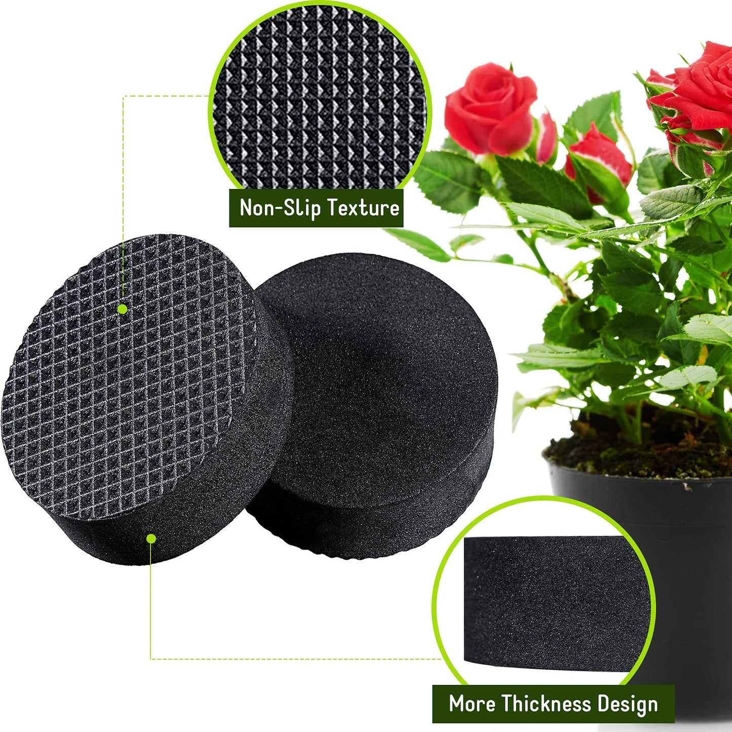 Geiserailie 30 Pcs Plant Pot Invisible Feet Risers - EVA Nonslip Gardening Pads for Flower Pots, Indoor, Outdoor, Patio, Deck, Garden, Greenhouse