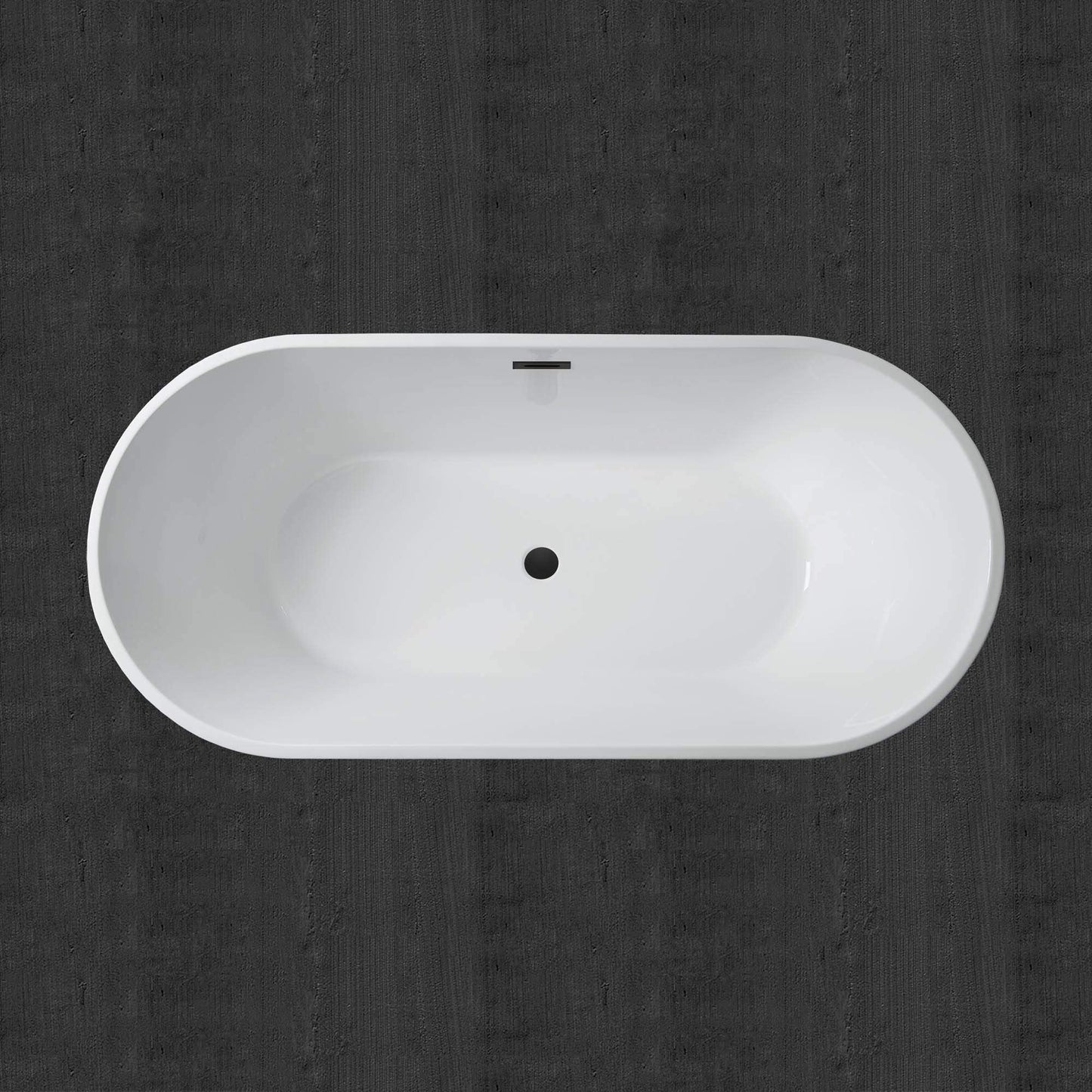 WOODBRIDGE 67" Freestanding Acylic Soaking Bathtub with White, Drain and Overflow in Matte, BTA1813-MB-Drain &O, Matte Black
