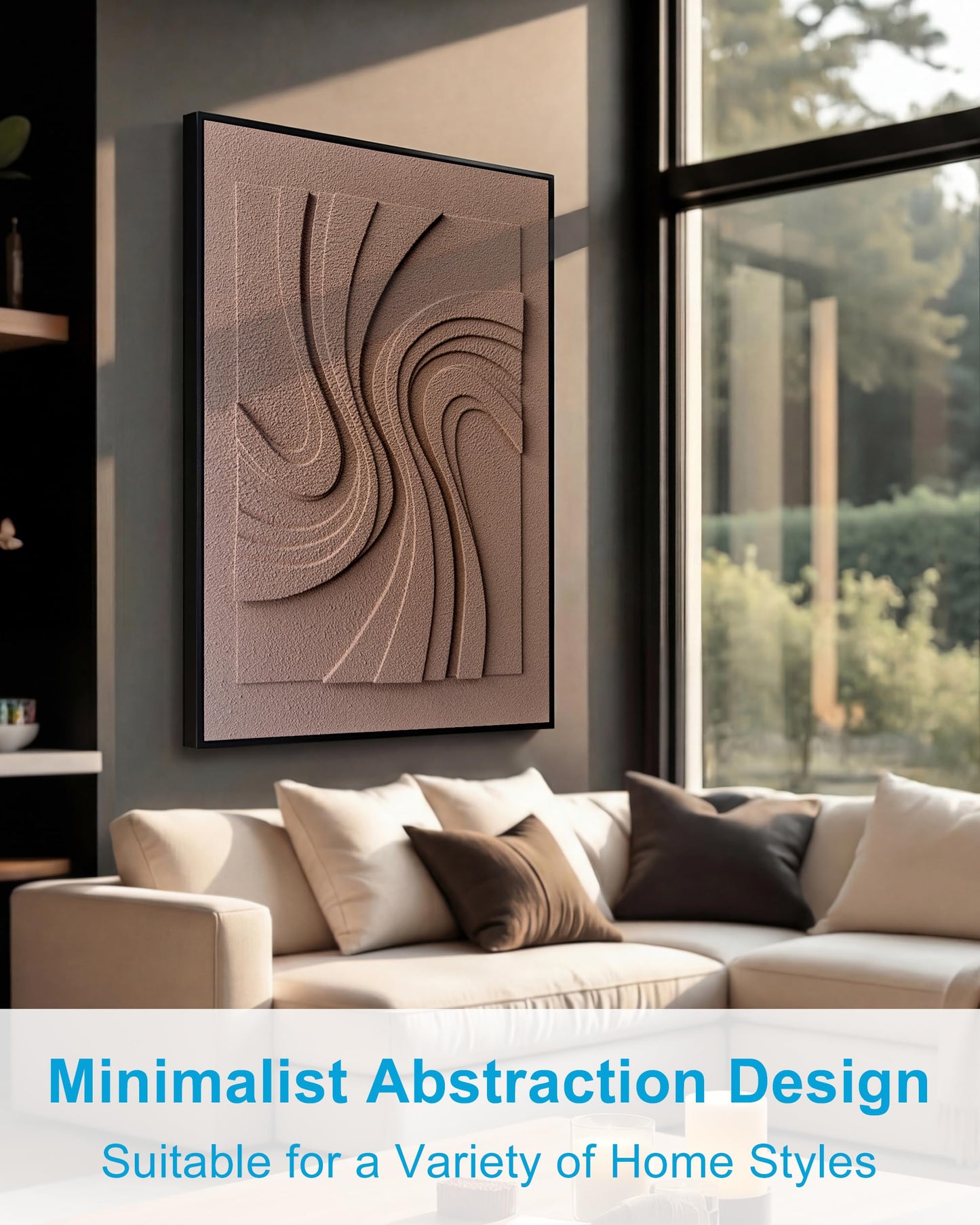 MIX3D Wall Art 3D Textured Sandstone, 24x36 Inch Framed Handcrafted Artwork, Ready to Hang for Living Room Bedroom Office