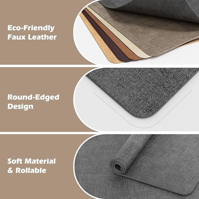 Aofmee Faux Leather Placemats Set of 6 - Waterproof - Wipeable - Washable - Heat Resistant - Anti Slip Stain Resistant Kitchen Dining Table Place Mats, Suitable for Indoor & Outdoor Use, Easy to Clean