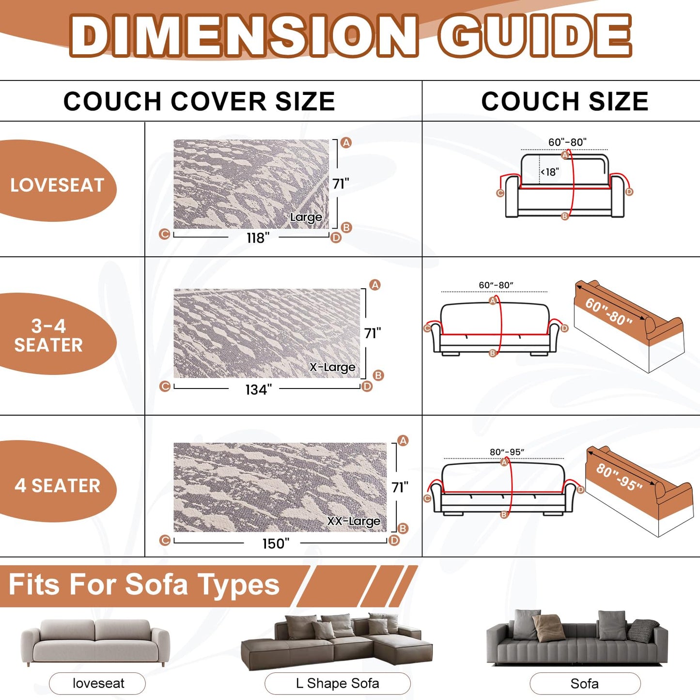 STACYPIK Thick Ethnic Geometric Sofa Cover for Loveseat, Soft Washable Gray Chenille Couch Cover for 3 Cushion Couch, L Shape Sofa Slipcover for Living Room, Multi-use Couch Cover Blanket-71X150IN