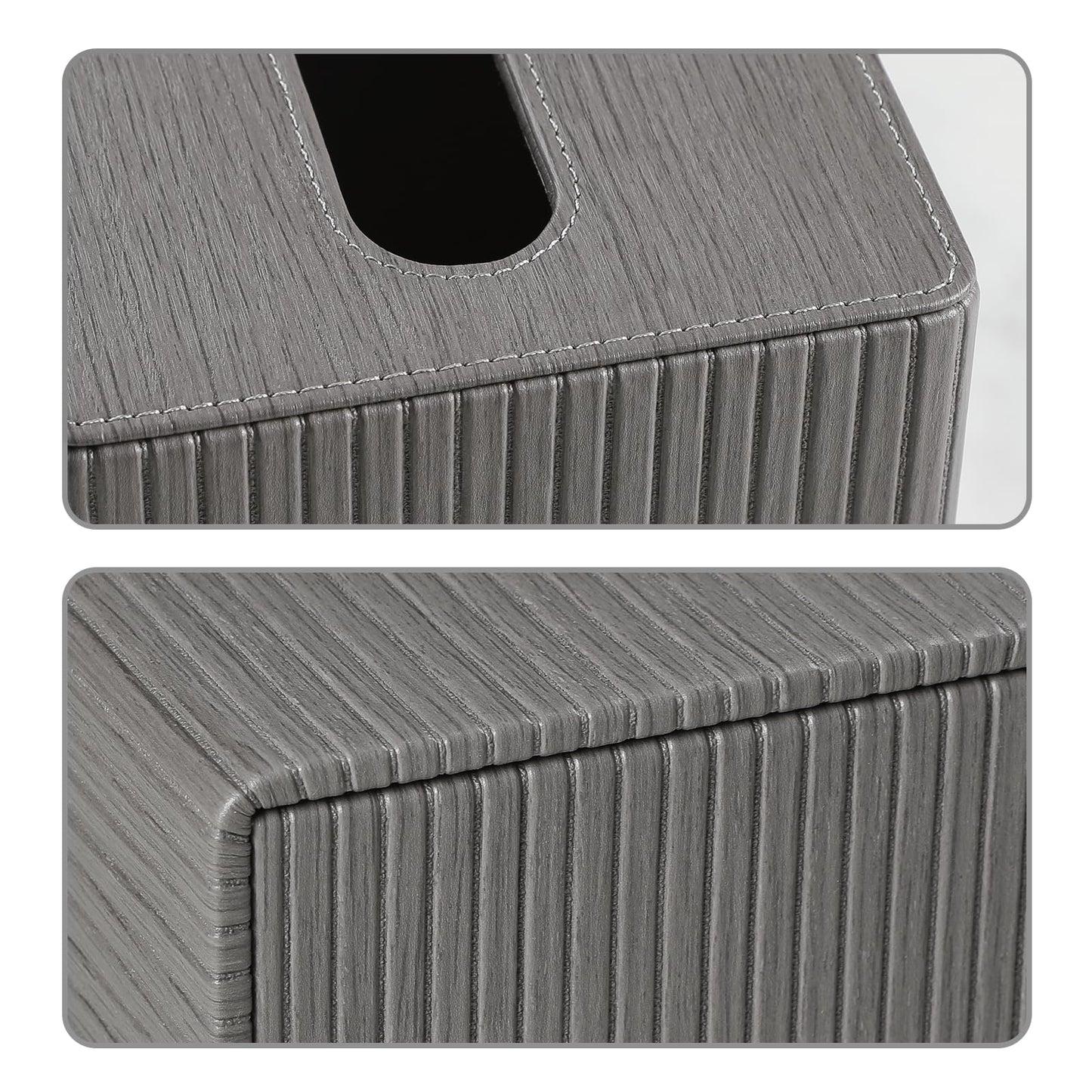 MEIBOOCH PU Leather Tissue Box Cover Square Tissue Box Holder with Magnetic Closure (Slate Grey)