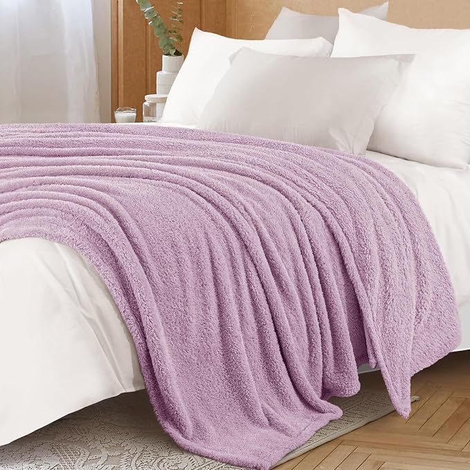 Exclusivo Mezcla Fleece Twin Size Bed Blanket, Ultra Soft, Lightweight and Fuzzy Light Purple Blanket for Women, Home Decor, 60x80 Inches