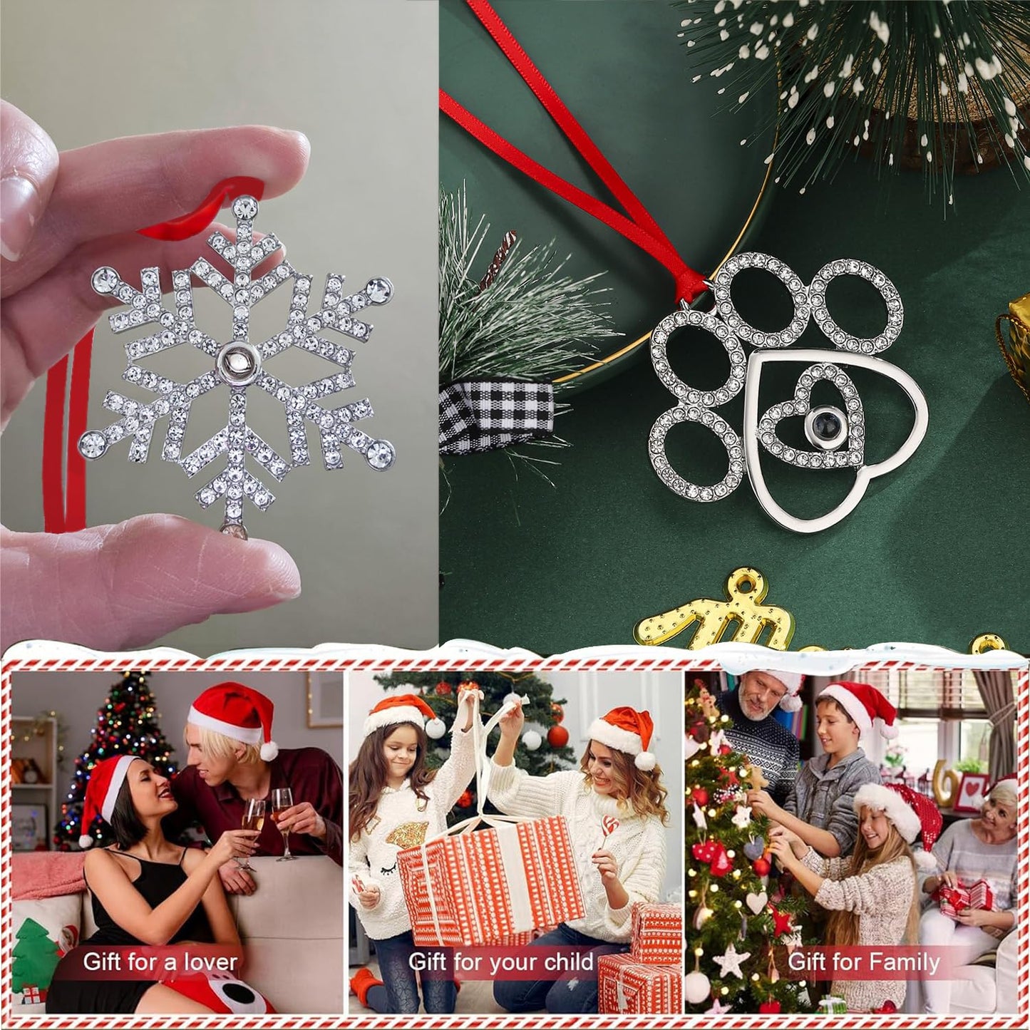 3PCS Christmas Tree Hanging Ornament Holiday Metal Xmas Tree Party Indoors Home Family Holiday Pet Party Tree Hanging Ornaments Decoration Keepsake Gifts (Multi 3)