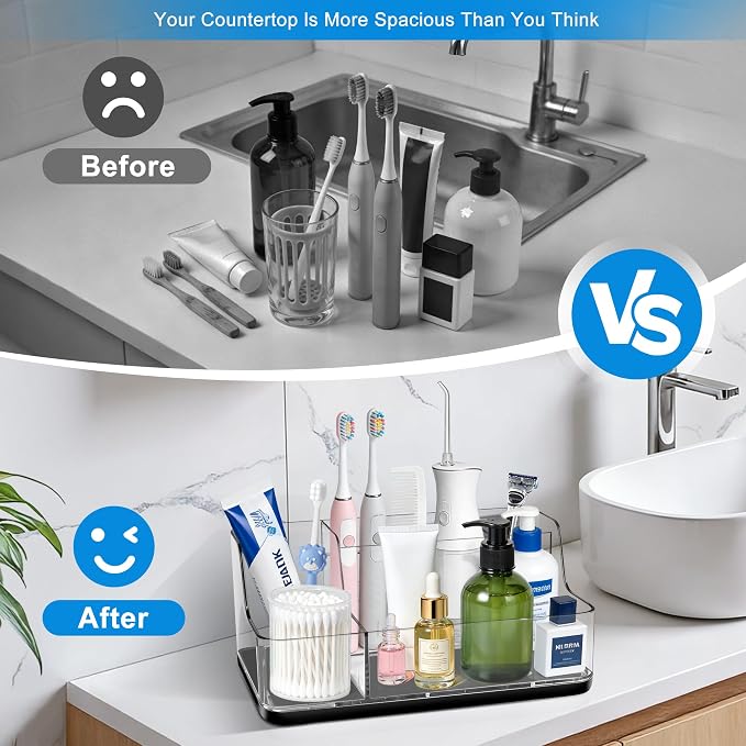 Black Cosmetic Storage Box Dressing Table & Bathroom Counter Storage Lipstick & Brush Beauty Organizer Dressing Table Skincare Organizer Suitable for Bathroom, Living Room, and Kitchen Storage