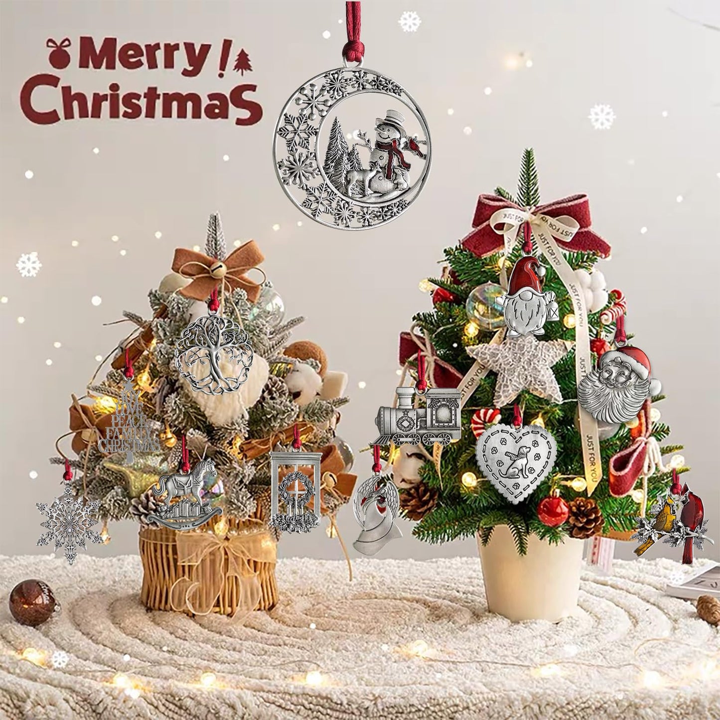 Christmas Ornaments, 2025 Solid Pewter Christmas Tree Ornament Handcrafted Metal DIY Hanging Craft Collectibles for Xmas Trees Home Party Party Gifts (Snowflake)