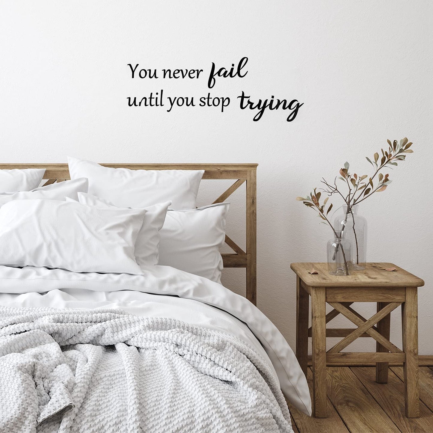 Zonon 5 Sheets Vinyl Wall Decals Peel and Stick Inspirational Quotes Decals Motivational Wall Stickers for Mirror Bedroom Living Room Office Bathroom(Never Give up)