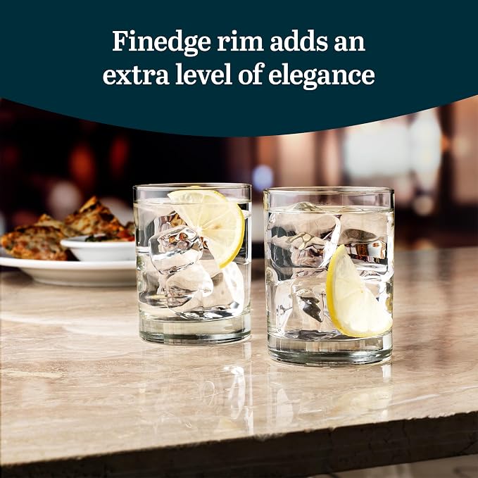Libbey Heavy Base Double Old Fashioned Glasses - Elegant Whiskey Glasses Set of 12 - Dishwasher Safe Cocktail Glass for Cocktails, Juice, and More