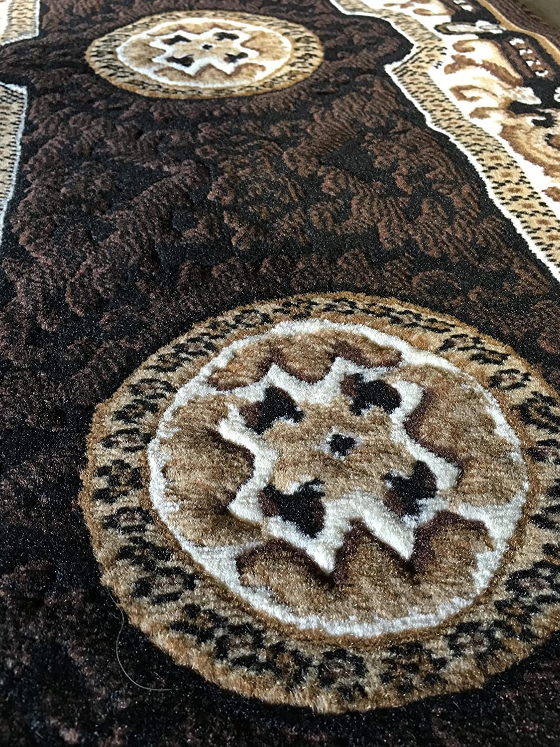 YHSF Traditional Floral Area Rug - Washable Carpet for Living Room, Bedroom, Entryway, or Kitchen - Easy Clean Colorful Flower Rug - Black, 2 ft x 7 ft
