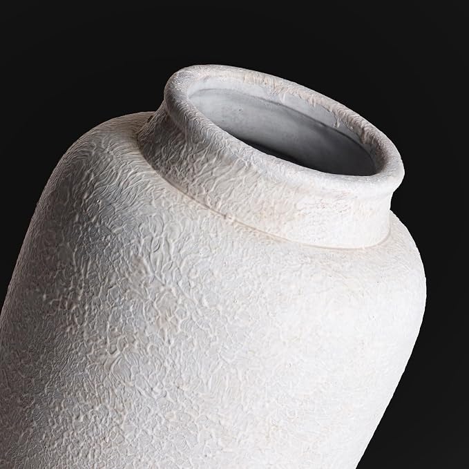 Ceramic Large Vase, Flower Vase Tall Rustic Farmhouse Decorative Vase Floral Pottery Vases for Home Decor Table Living Room Entryway Mantel Bedroom Bathroom Kitchen - 12" W